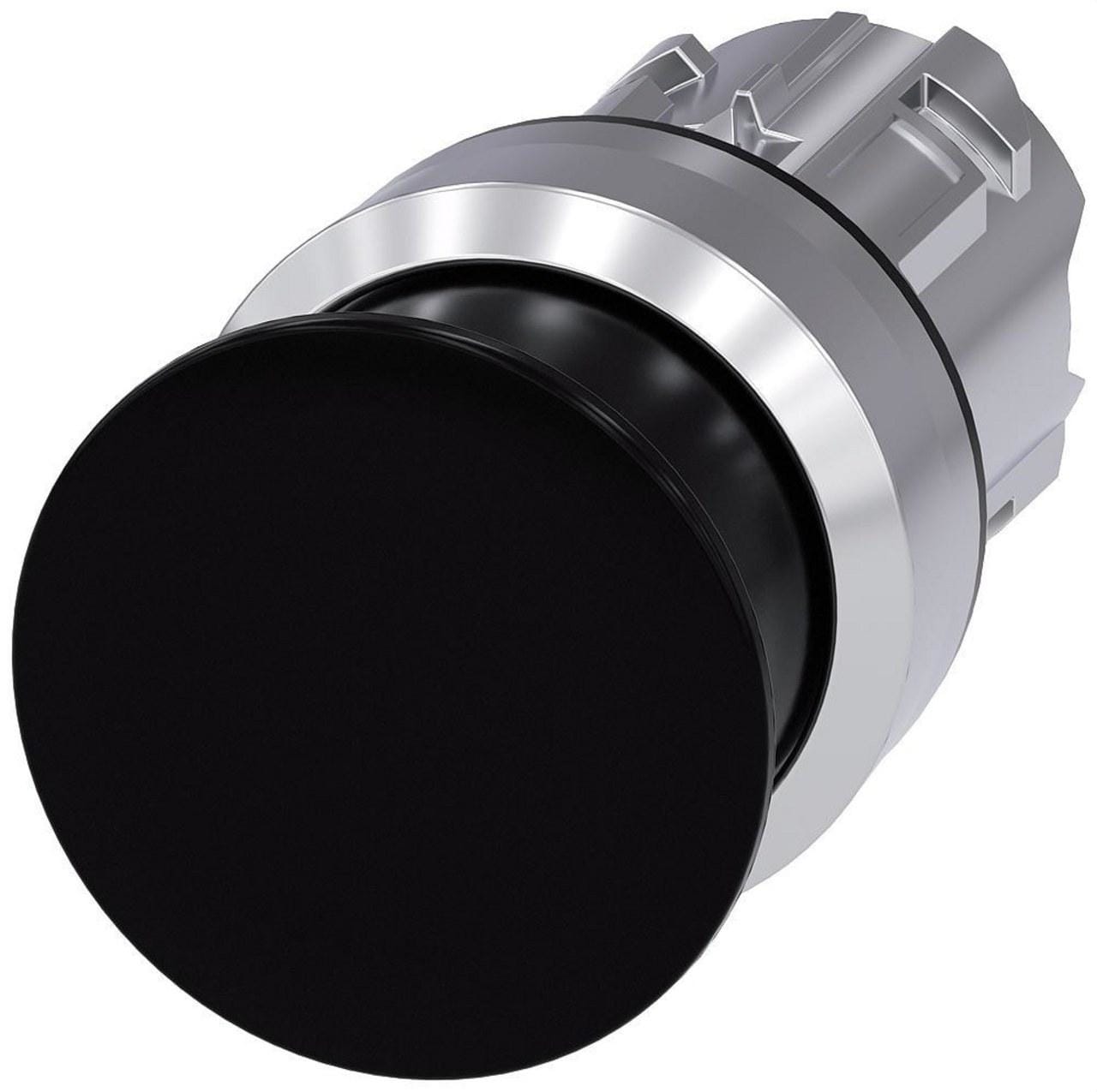 SIEMENS - Pulsador seta metálico brillante negro 30mm momentáneo