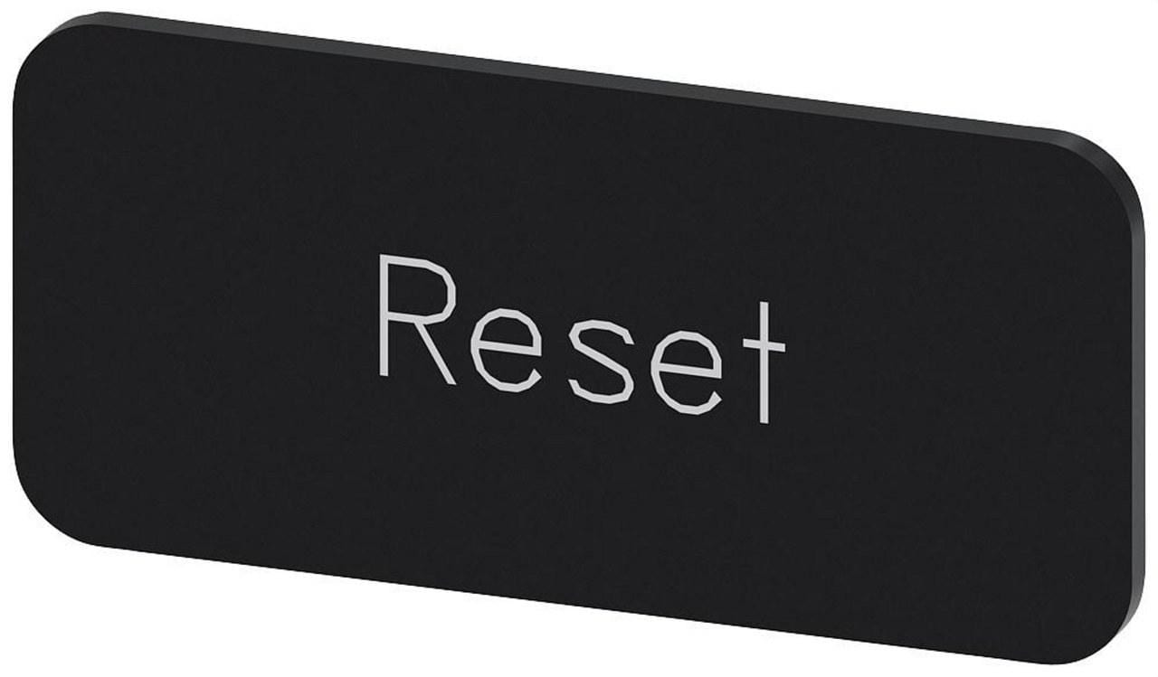 SIEMENS - Plaquita 12,5x27mm negro letras blanco inscripción RESET