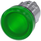 SIEMENS - Lámpara señalización redondo metálico brillante verde lente GLATT