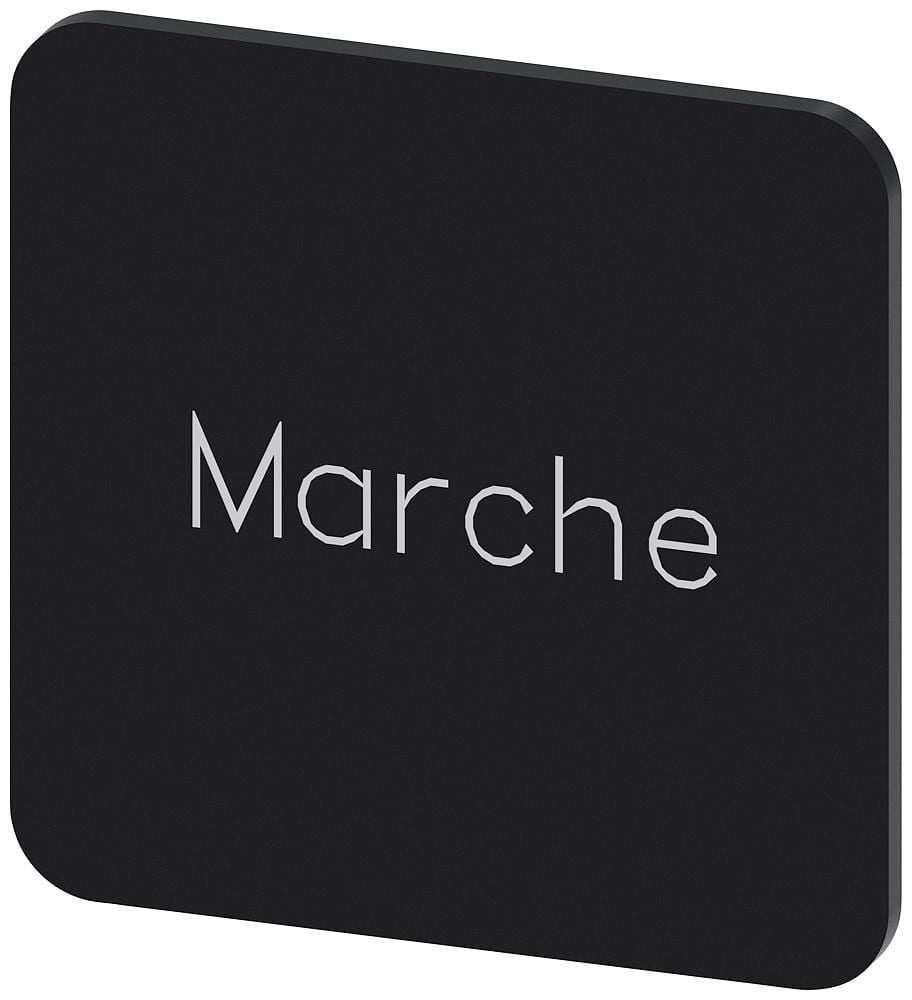 SIEMENS - Plaquita caja 22x22mm negro letras blanco inscripción MARCHE