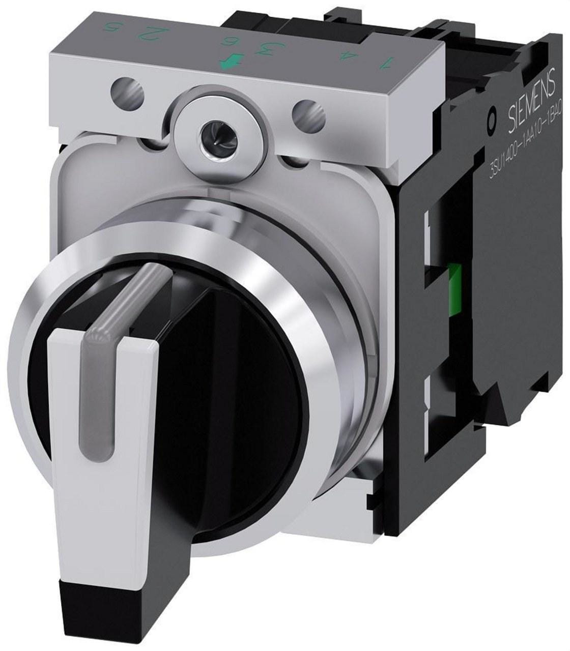 SIEMENS - Selector negro blanco I-O-II sostenido 1NA+1NA tornillo