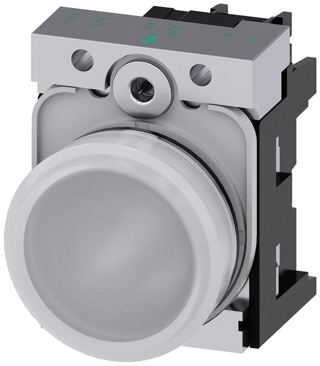 SIEMENS - Lámpara señalización redondo metálico blanco lente lisa led tornillo