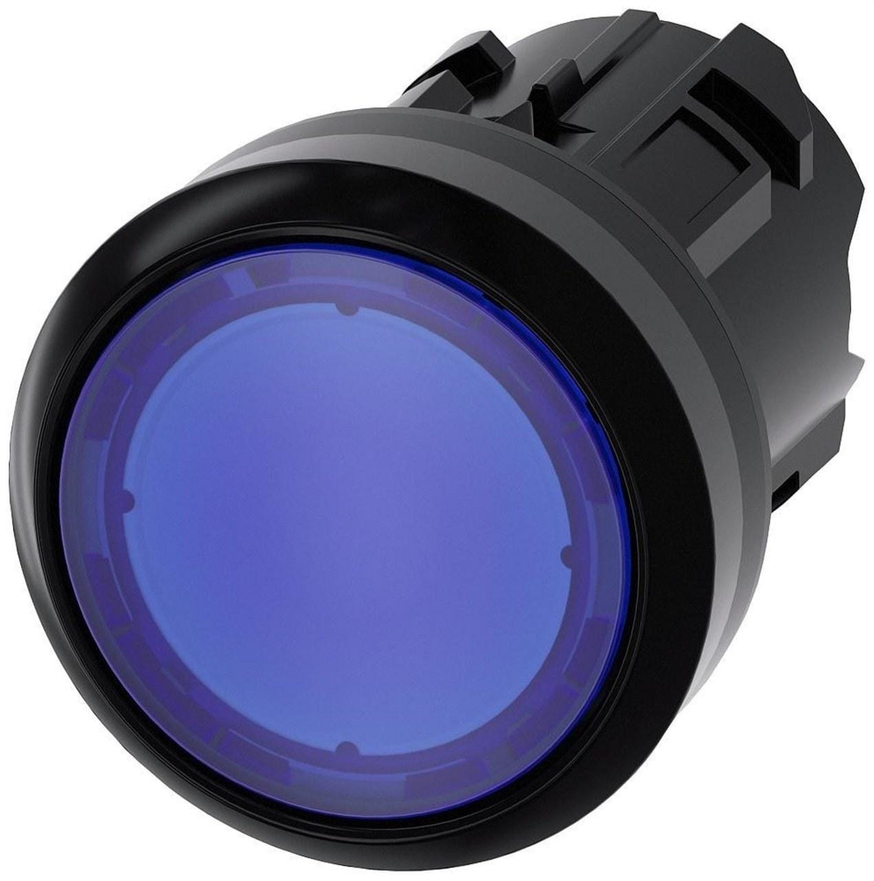 SIEMENS - Pulsador luminoso redondo azul botón rasante momentáneo