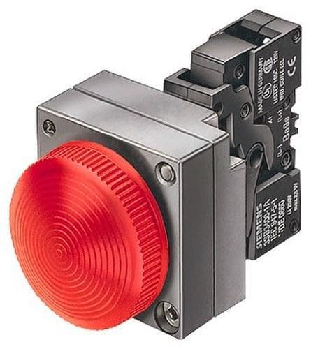 SIEMENS - Aparato completo redondo lámpara metálico aro led CA 230V rojo