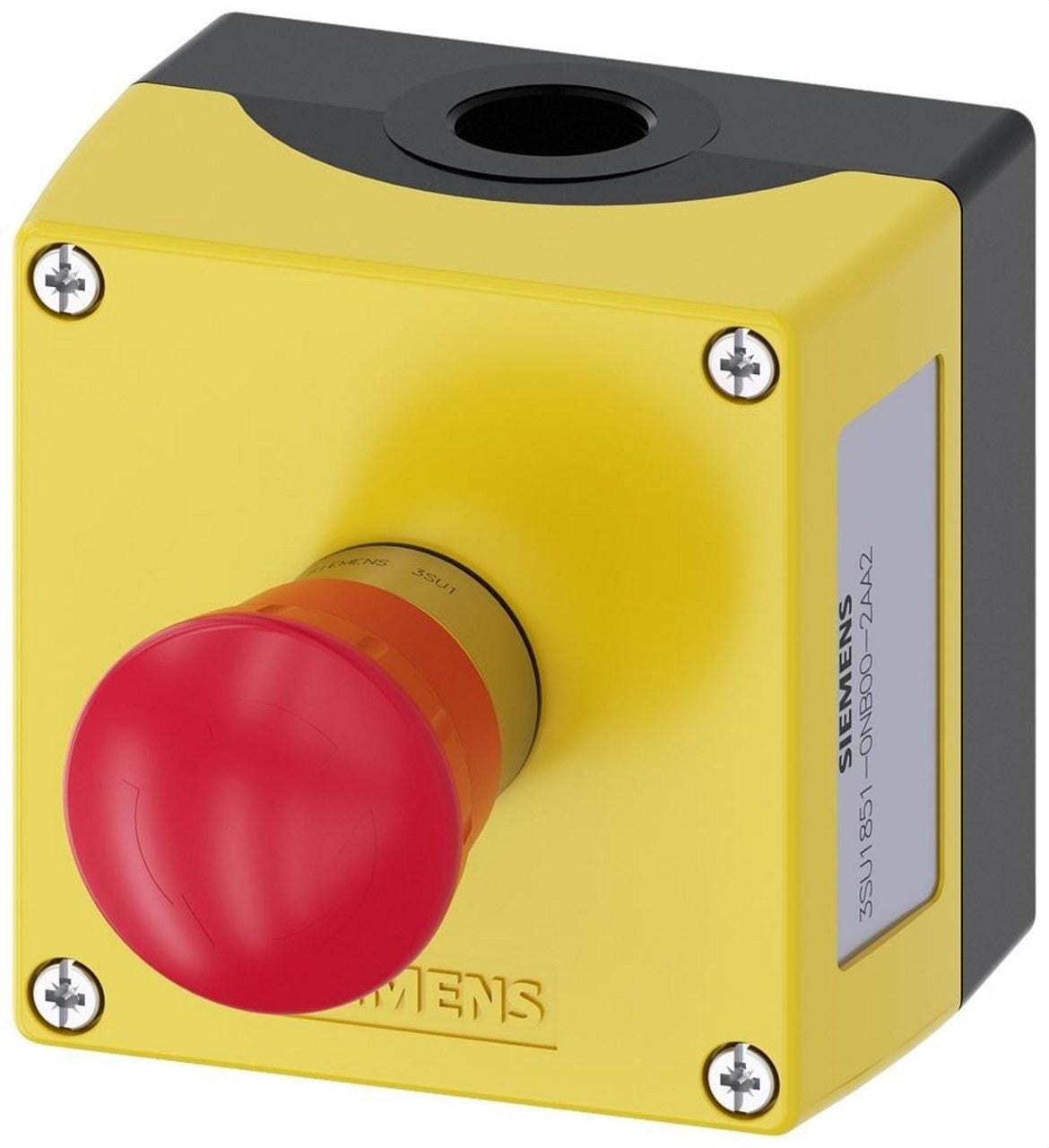 SIEMENS - Caja parte superior amarillo 1 punto mando metálico rojo 1xM20