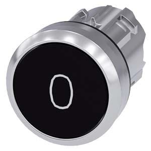 SIEMENS - Pulsador metálico brillante negro inscripción O botón rasante