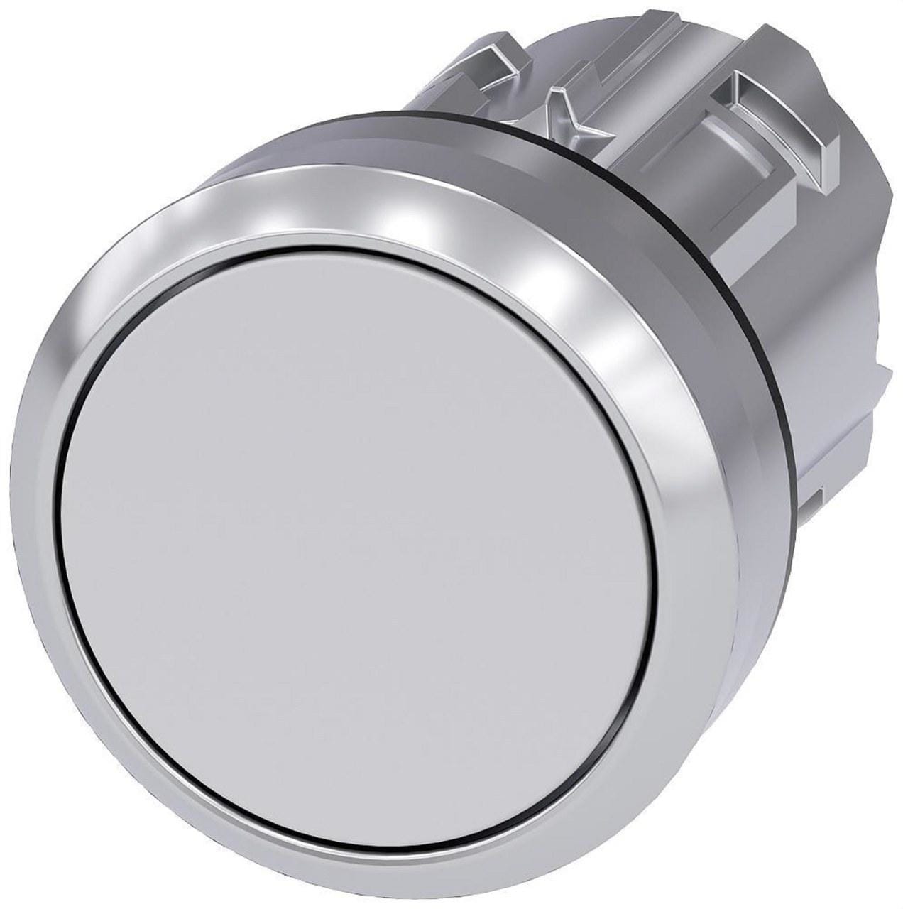 SIEMENS - Pulsador metálico brillante blanco botón rasante momentáneo