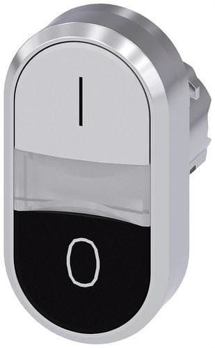 SIEMENS - Pulsador doble metálico brillante blanco unipolar negro O botón rasante
