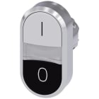 SIEMENS - Pulsador doble metálico brillante blanco unipolar negro O botón rasante
