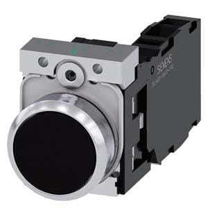 SIEMENS - Pulsador redondo metálico brillante negro 1NA+1NC borne tornillo