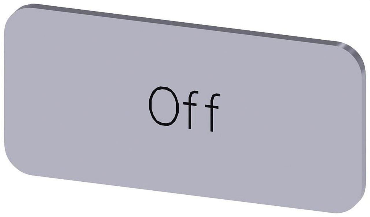 SIEMENS - Plaquita 12,5x27mm plata letras negro inscripción OFF