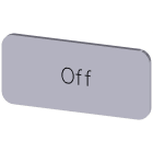 SIEMENS - Plaquita 12,5x27mm plata letras negro inscripción OFF