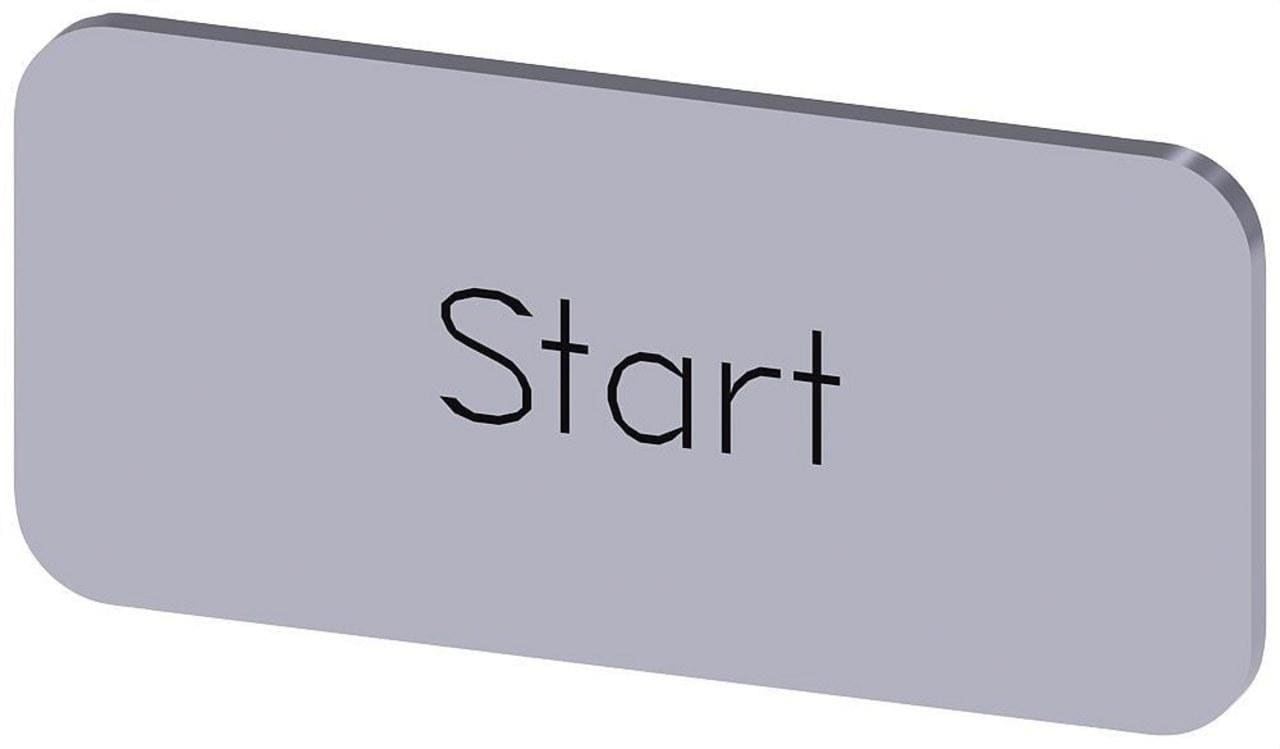 SIEMENS - Plaquita 12,5x27mm plata letras negro inscripción START