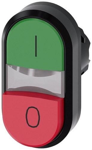 SIEMENS - Pulsador doble redondo plástico verde unipolar rojo O botón rasante