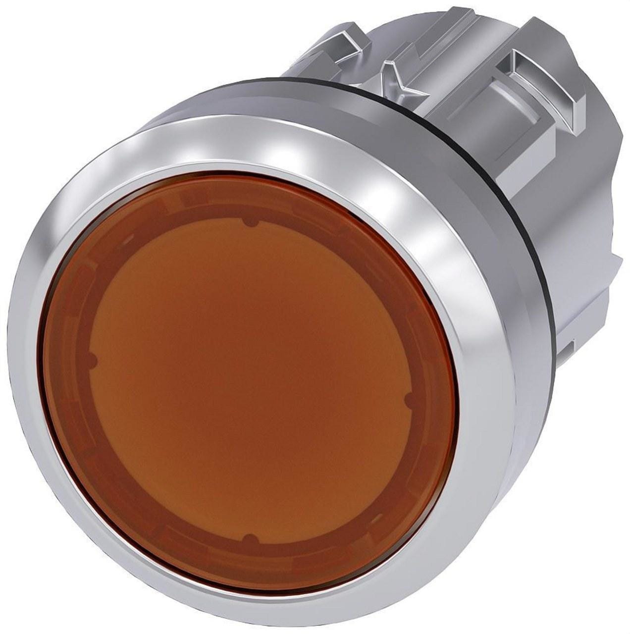 SIEMENS - Pulsador 22mm redondo metálico brillante ámbar botón rasante