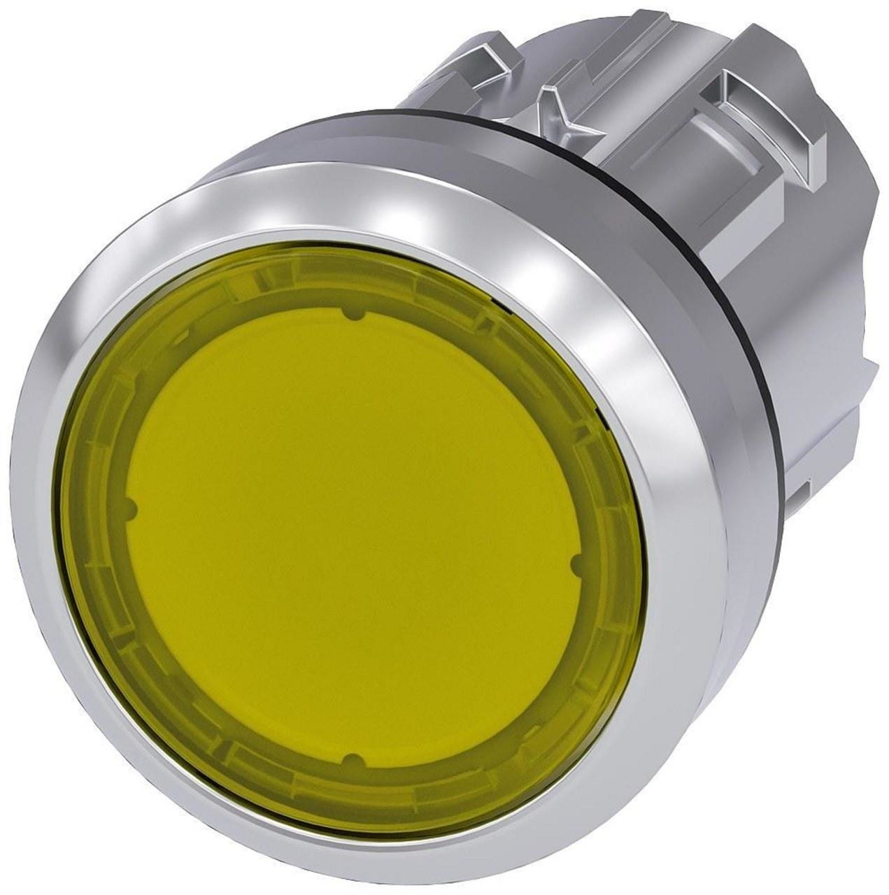 SIEMENS - Pulsador 22mm redondo metálico brillante amarillo botón rasante