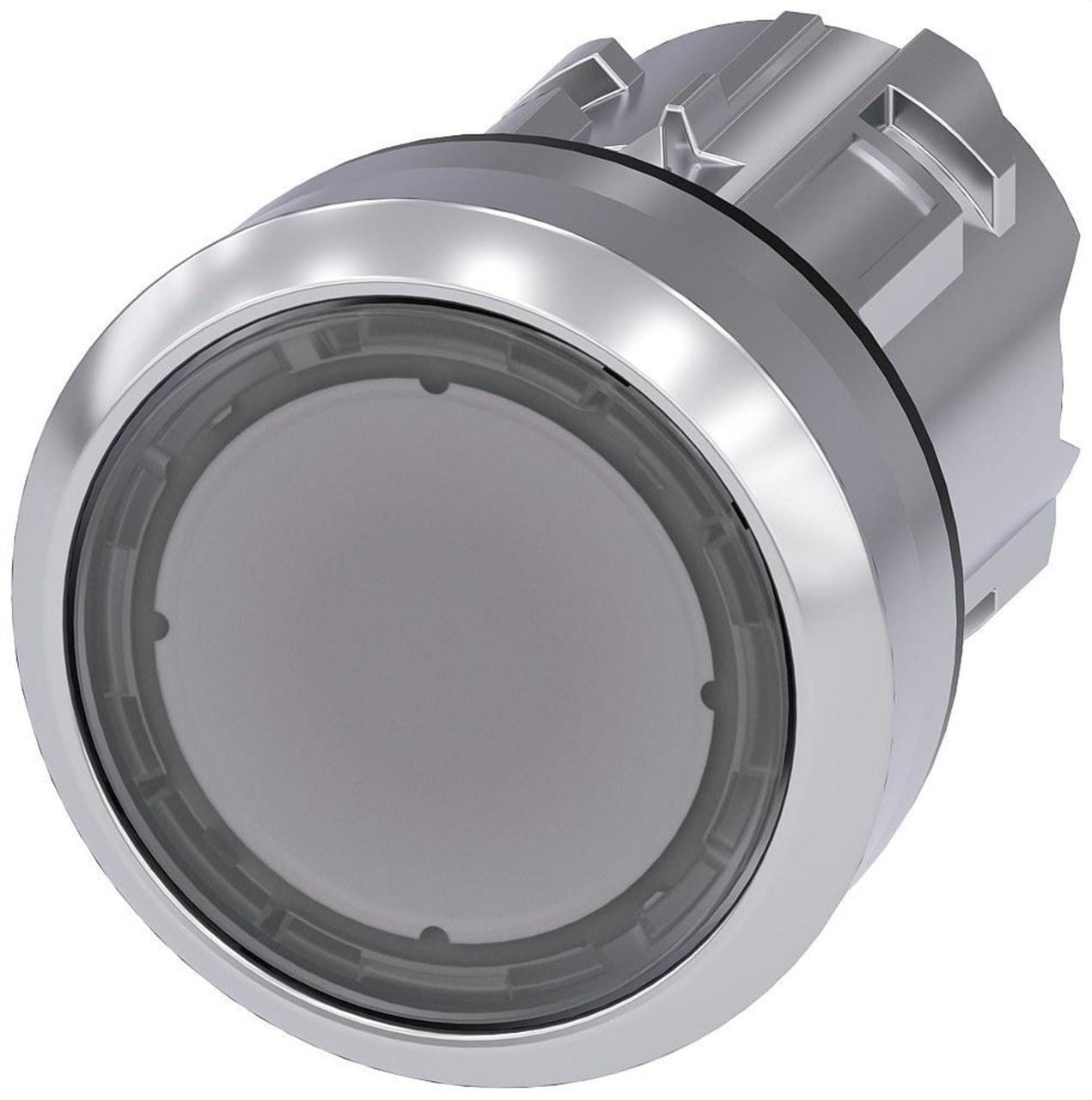 SIEMENS - Pulsador 22mm redondo metálico brillante transparente botón rasante