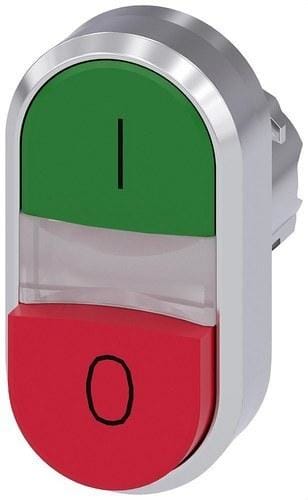 SIEMENS - Pulsador doble 22mm redondo metálico brillante verde unipolar rojo O