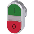 SIEMENS - Pulsador doble 22mm redondo metálico brillante verde unipolar rojo O
