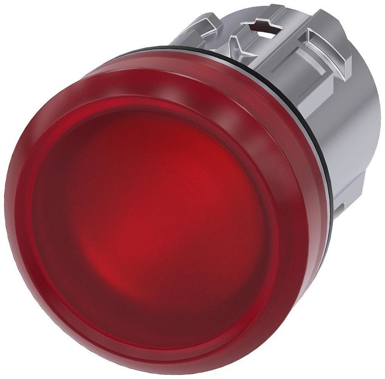 SIEMENS - Lámpara señalización redondo metálico brillante rojo lente GLATT