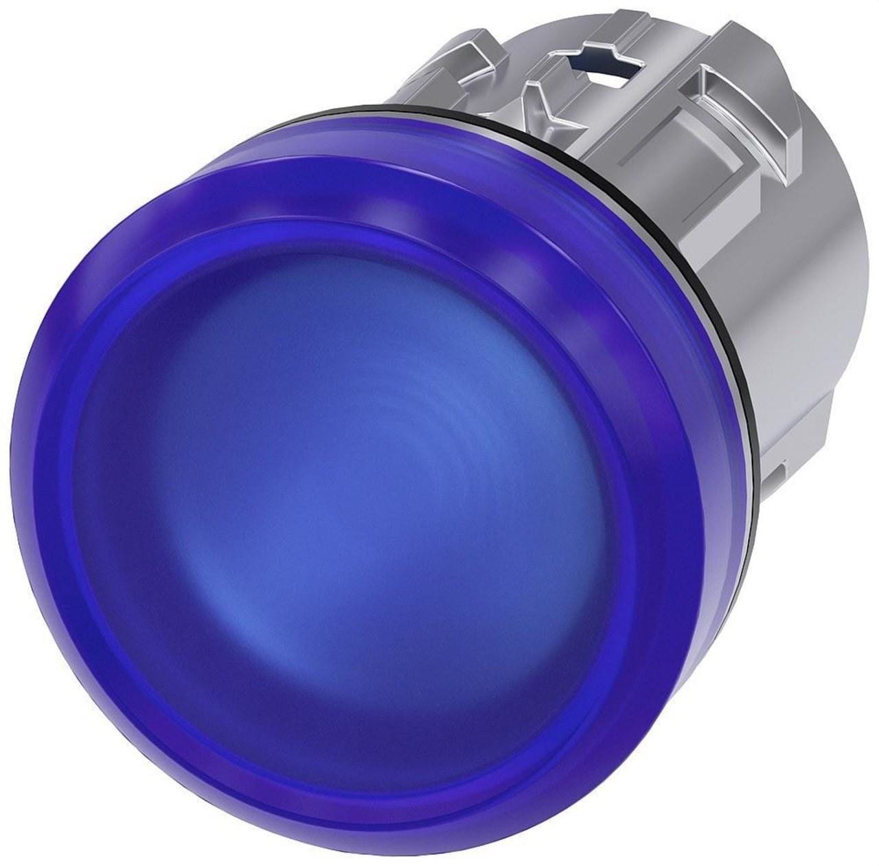 SIEMENS - Lámpara señalización redondo metálico brillante azul lente GLATT