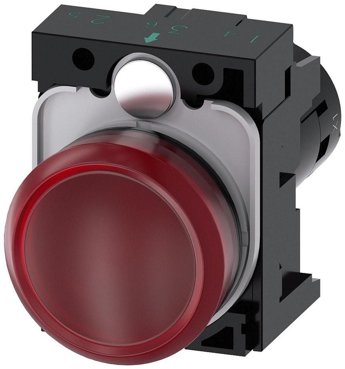SIEMENS - Lámpara señalización redondo plástico rojo soporte 230V AC tornillo