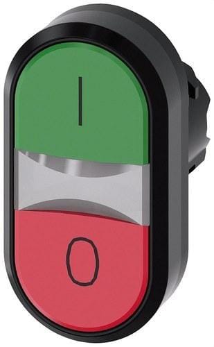 SIEMENS - Pulsador doble luminoso redondo verde unipolar rojo O botón rasante