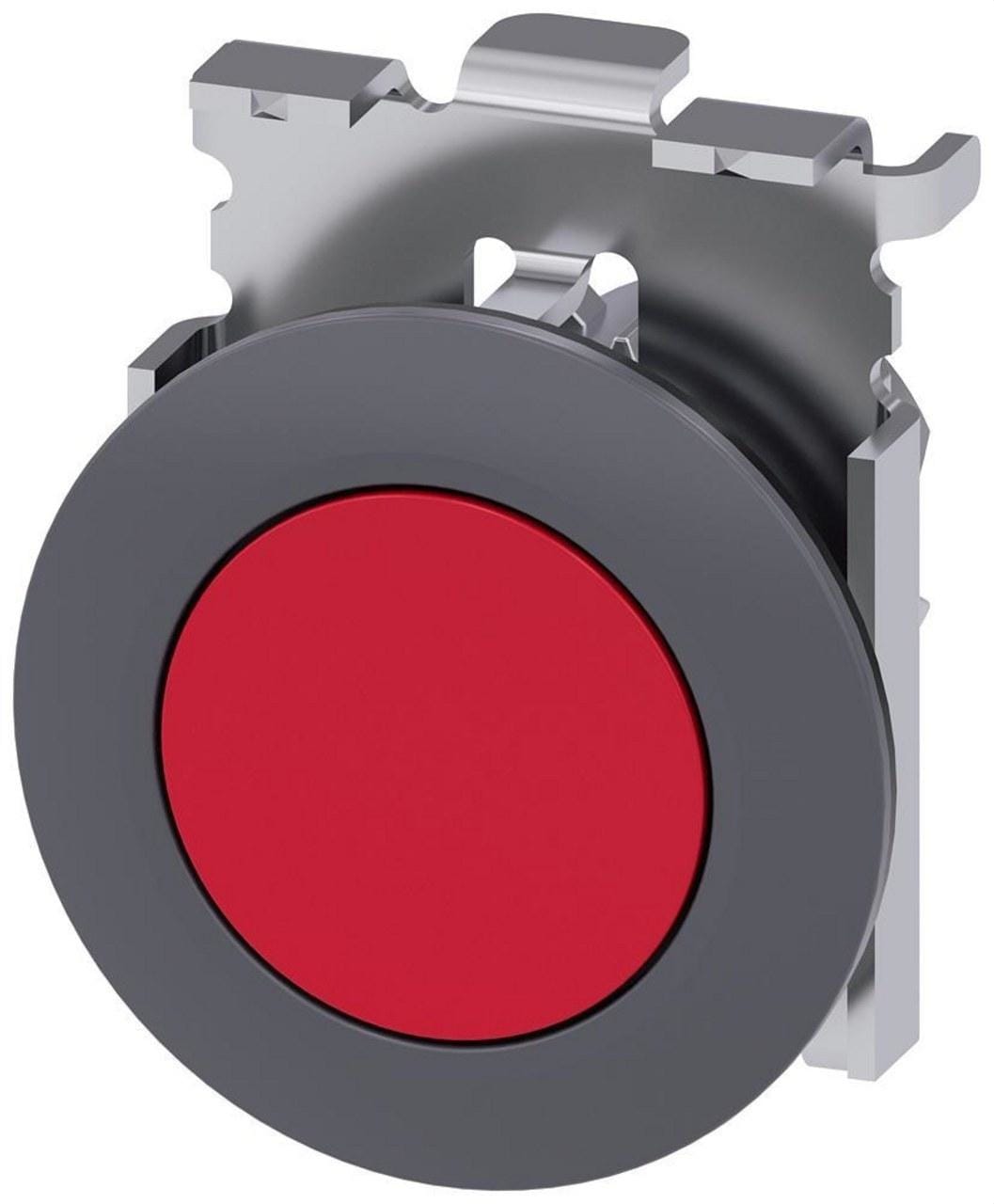 SIEMENS - Pulsador 30mm rojo anillo frontal montaje plano momentáneo