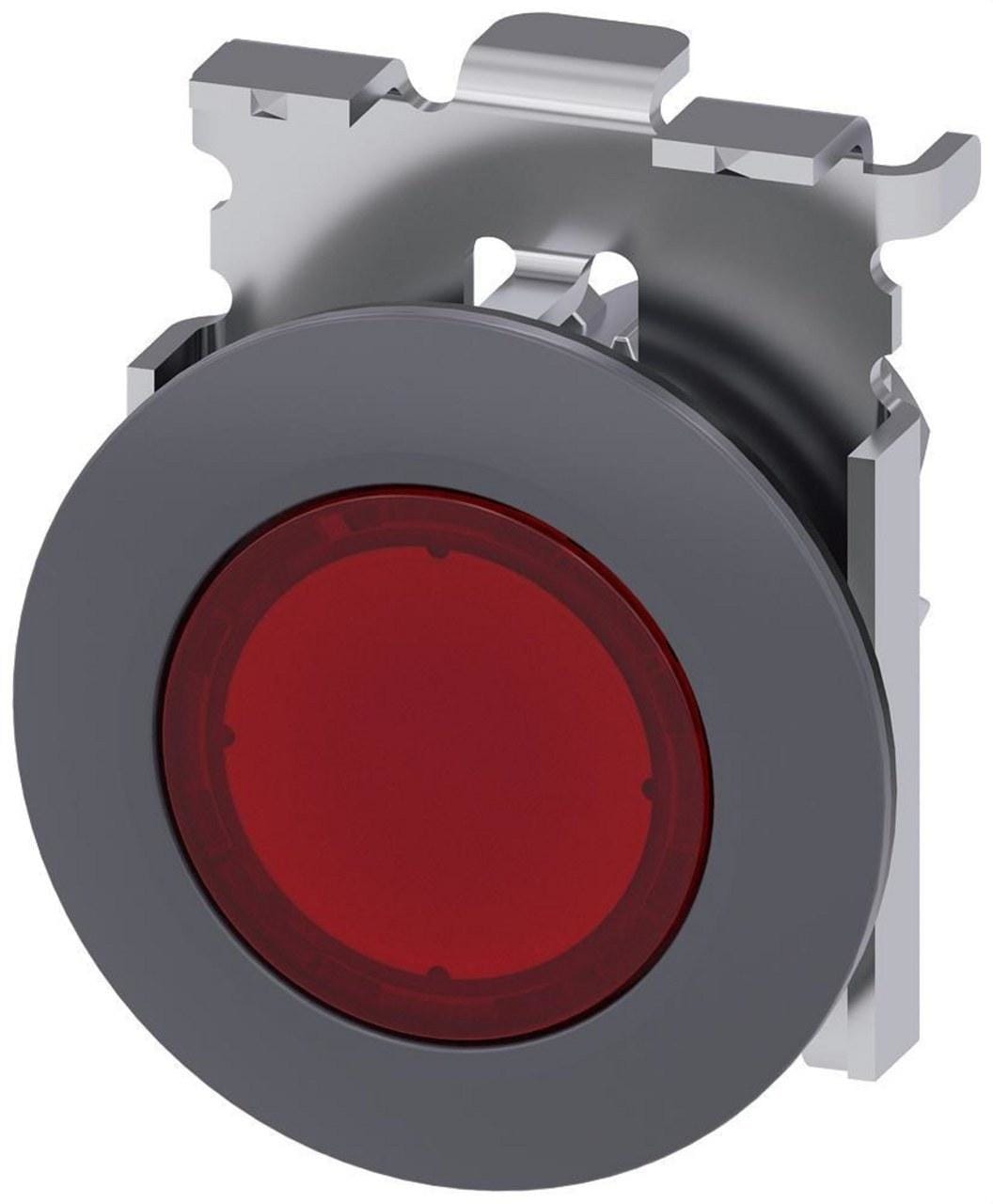 SIEMENS - Pulsador 30mm redondo metálico mate rojo anillo frontal momentáneo