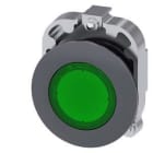 SIEMENS - Pulsador lámpara señalización redondo metálico mate verde anilla frontal