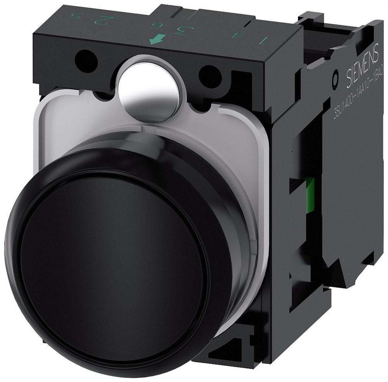 SIEMENS - Pulsador redondo plástico negro botón rasante 1NA tornillo