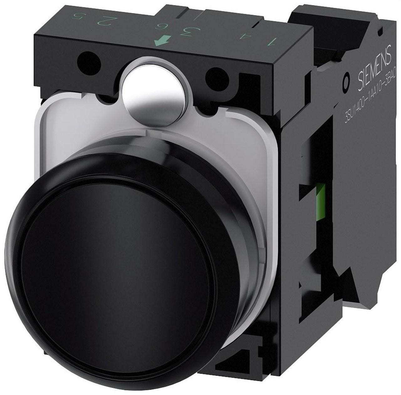 SIEMENS - Pulsador redondo plástico negro botón rasante 1NA resorte
