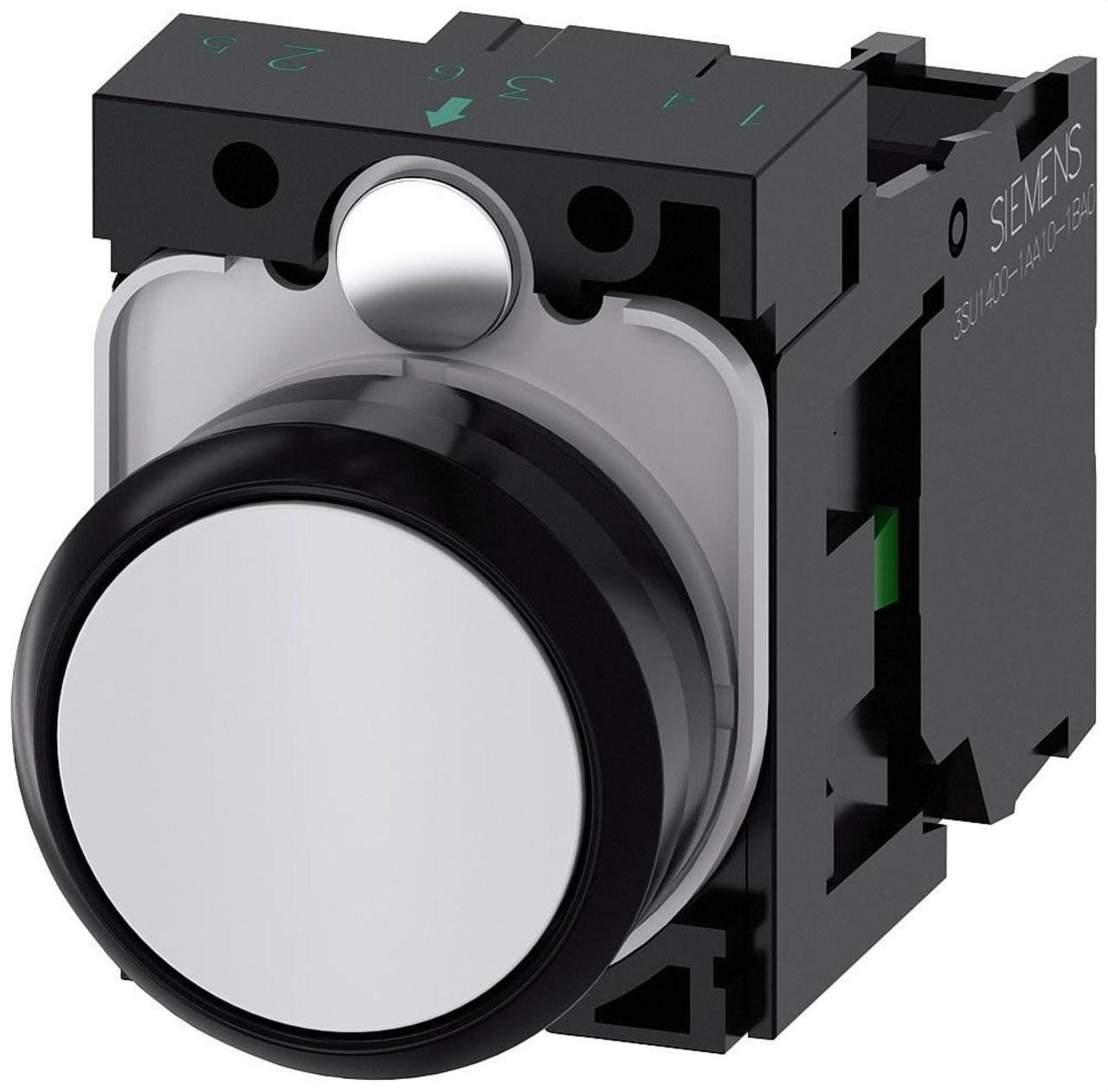 SIEMENS - Pulsador redondo plástico blanco botón rasante 1NA tornillo