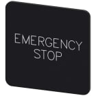 SIEMENS - Plaquita 27x27mm negro inscripción EMERGENCY STOP blanco