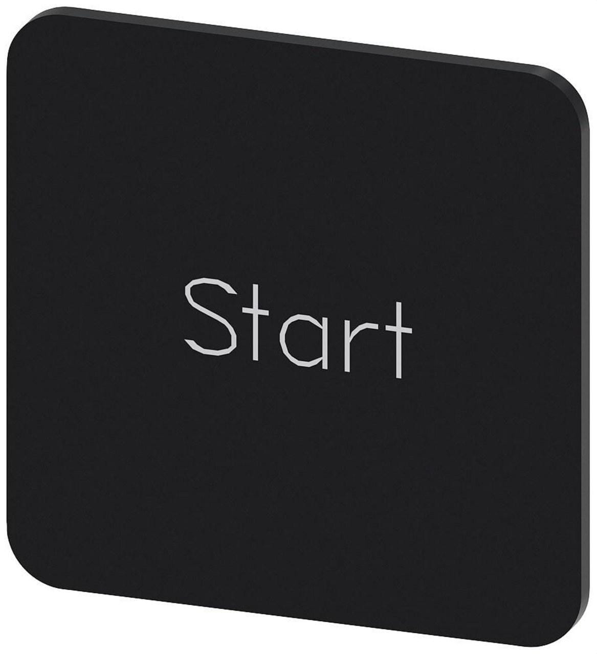 SIEMENS - Plaquita caja 22x22mm negro letras blanco inscripción START
