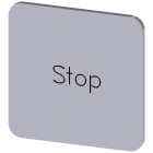 SIEMENS - Plaquita caja 22x22mm plata letras negro inscripción STOP
