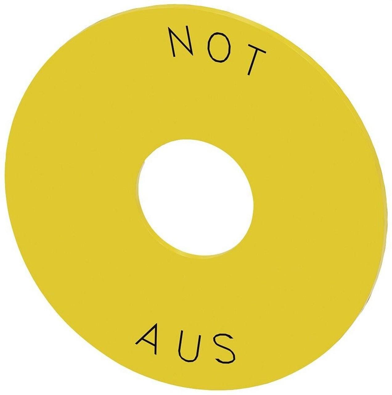 SIEMENS - Placa fondo para paro de emergencia amarillo con inscripción NOT-AUS