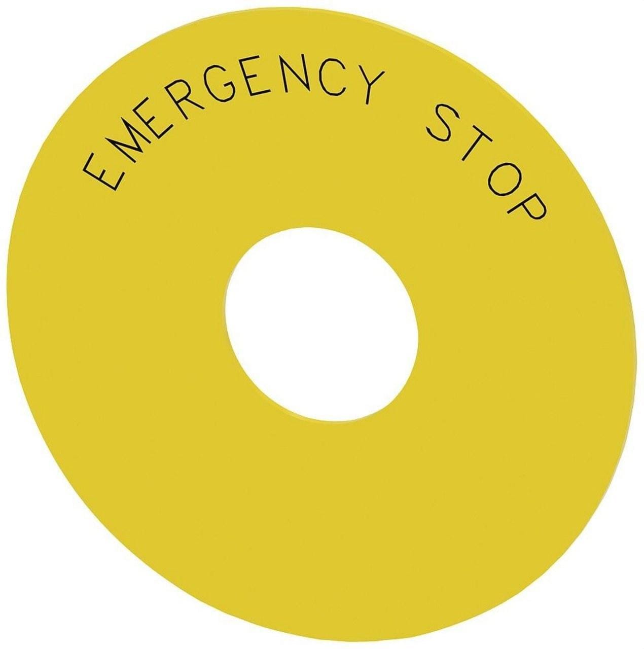 SIEMENS - Placa fondo para pulsador seta con inscripción emergencia stop