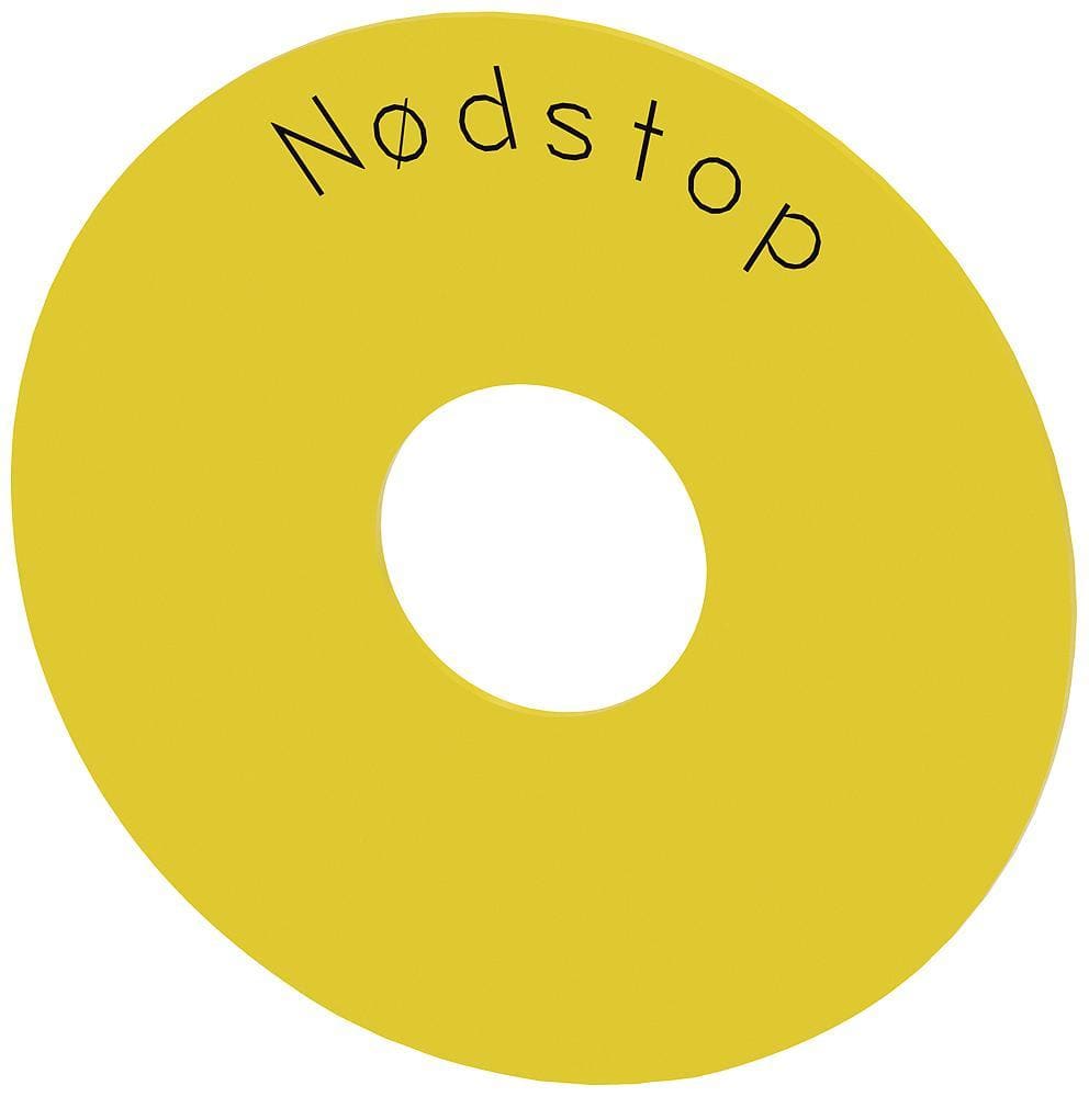 SIEMENS - Placa fondo redondo para pulsador seta con inscripción: Nodstop