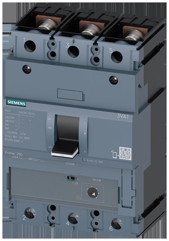 SIEMENS - Interruptor tamaño 250 clase-H 70kA 3 polos 200A conexión tornillo