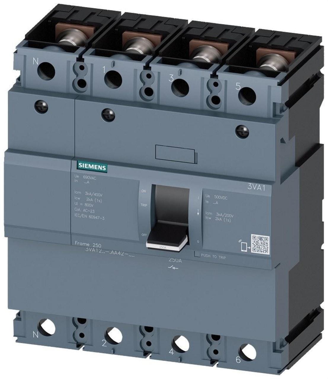SIEMENS - Interruptor seccionador 3VA1 IEC FRAME 250 4 polos 250A