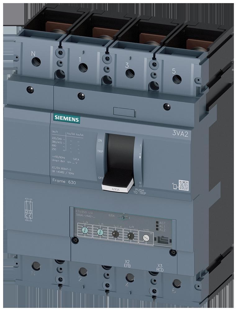SIEMENS - Interruptor FRAME 630 clase macho 55kA 4 polos ETU350 400A