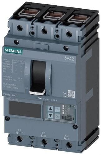 SIEMENS - Interruptor tamaño 100 clase hembra 85kA 3 polos ETU860 100A borne