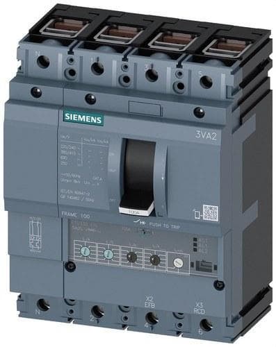 SIEMENS - Interruptor tamaño 100 clase L 150kA 4 polos ETU330 25A borne