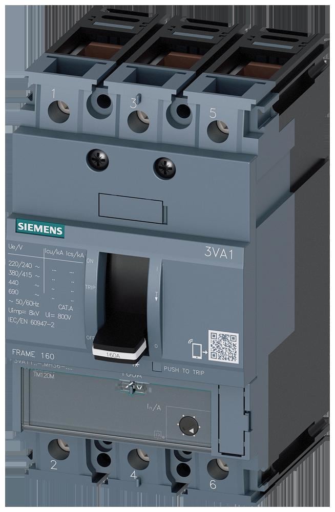 SIEMENS - Interruptor tamaño 160 clase-M 55kA 3 polos 100A conexión borne