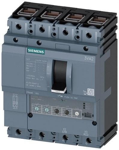 SIEMENS - Interruptor tamaño 160 clase macho 55kA 4 polos ETU330 160A borne