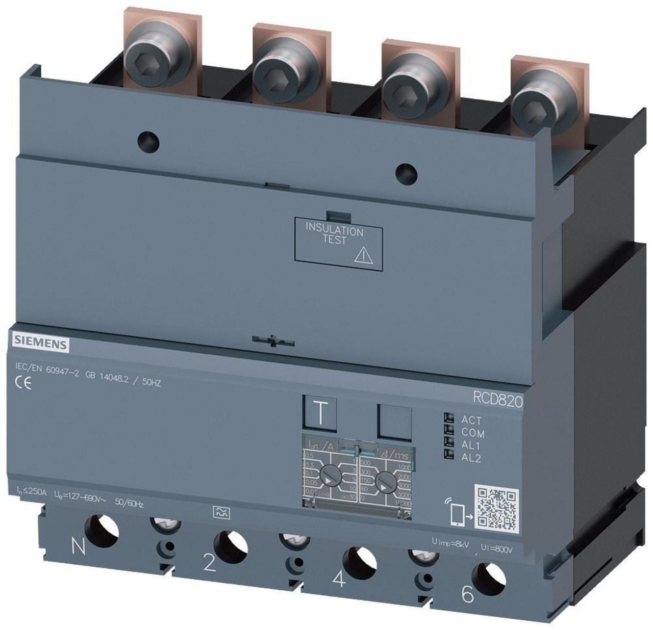 SIEMENS - Unidad protección diferencial RCD820 4 polos 250/690V