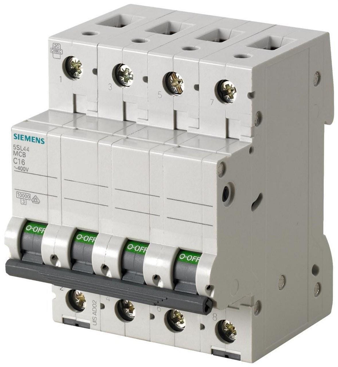 SIEMENS - Interruptor automático 5SL4 10kA curva-D 4 polos 20A 70mm