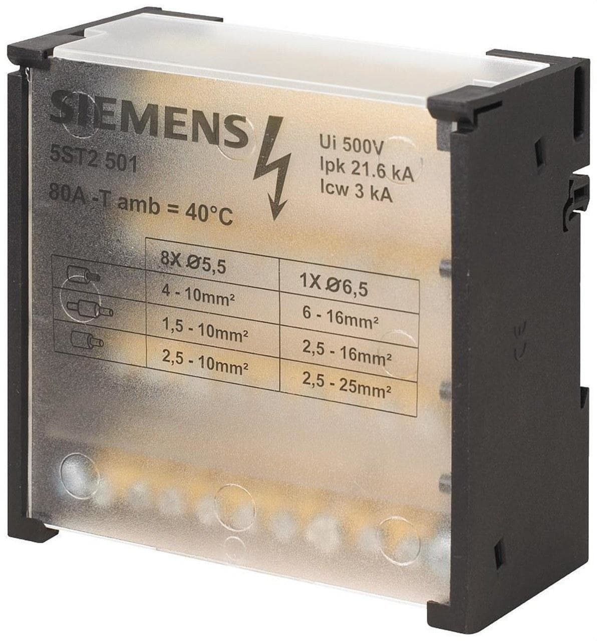 SIEMENS - Repartidor modular 4 polos 80A 500V