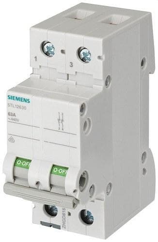 SIEMENS - Interruptor 70mm 400V 2 módulos 35mm² 2 polos 63A